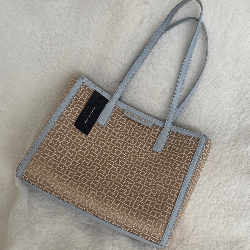 Tommy Hilfiger Beige and Light Blue Tote